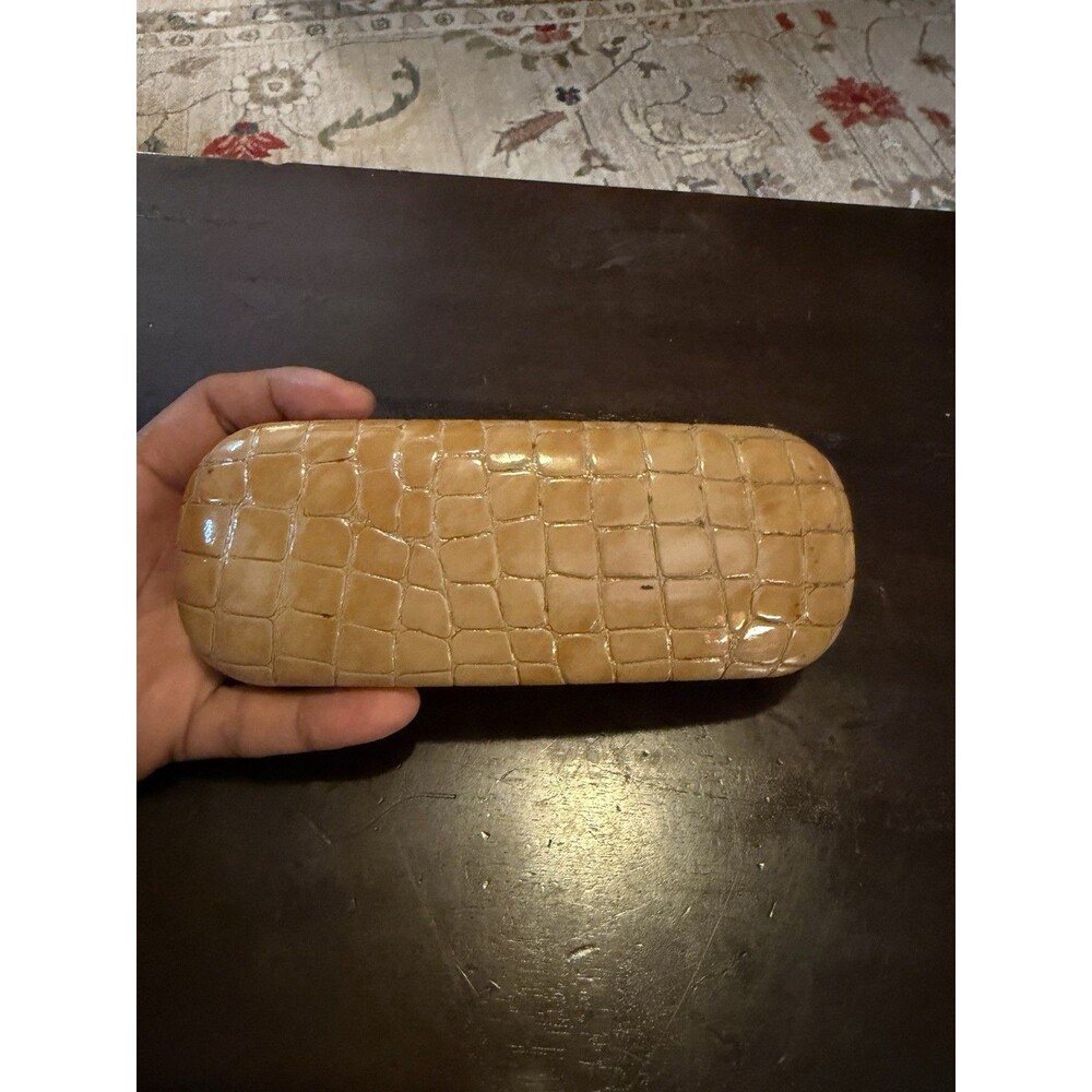 Vintage Hardshell Eyeglass Case Leather Yellow